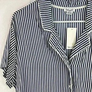 Splendid Women’s Blue & White Striped Short Sleeve Pajama Style Top Size L NWT